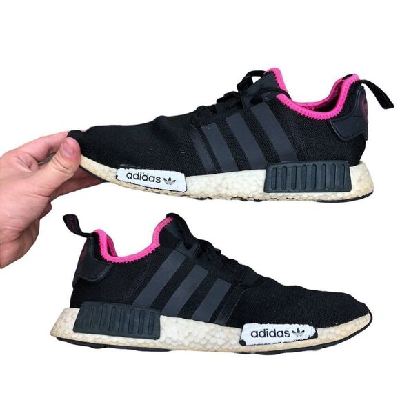 2019 Adidas NMD R1 Black Shock Pink Size 12 - Picture 2 of 16